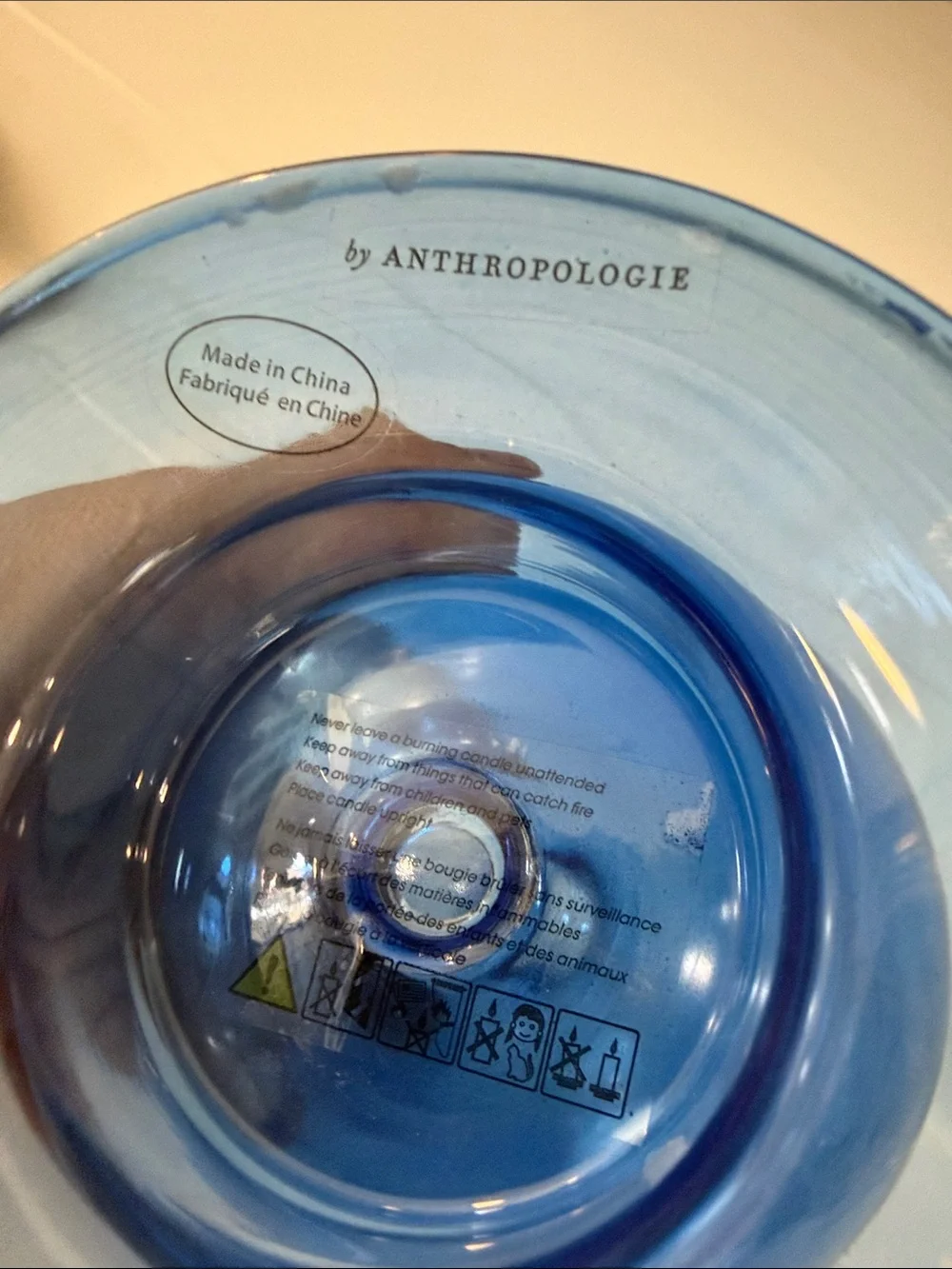 Anthropologie Blue Blown Glass Orb Vase